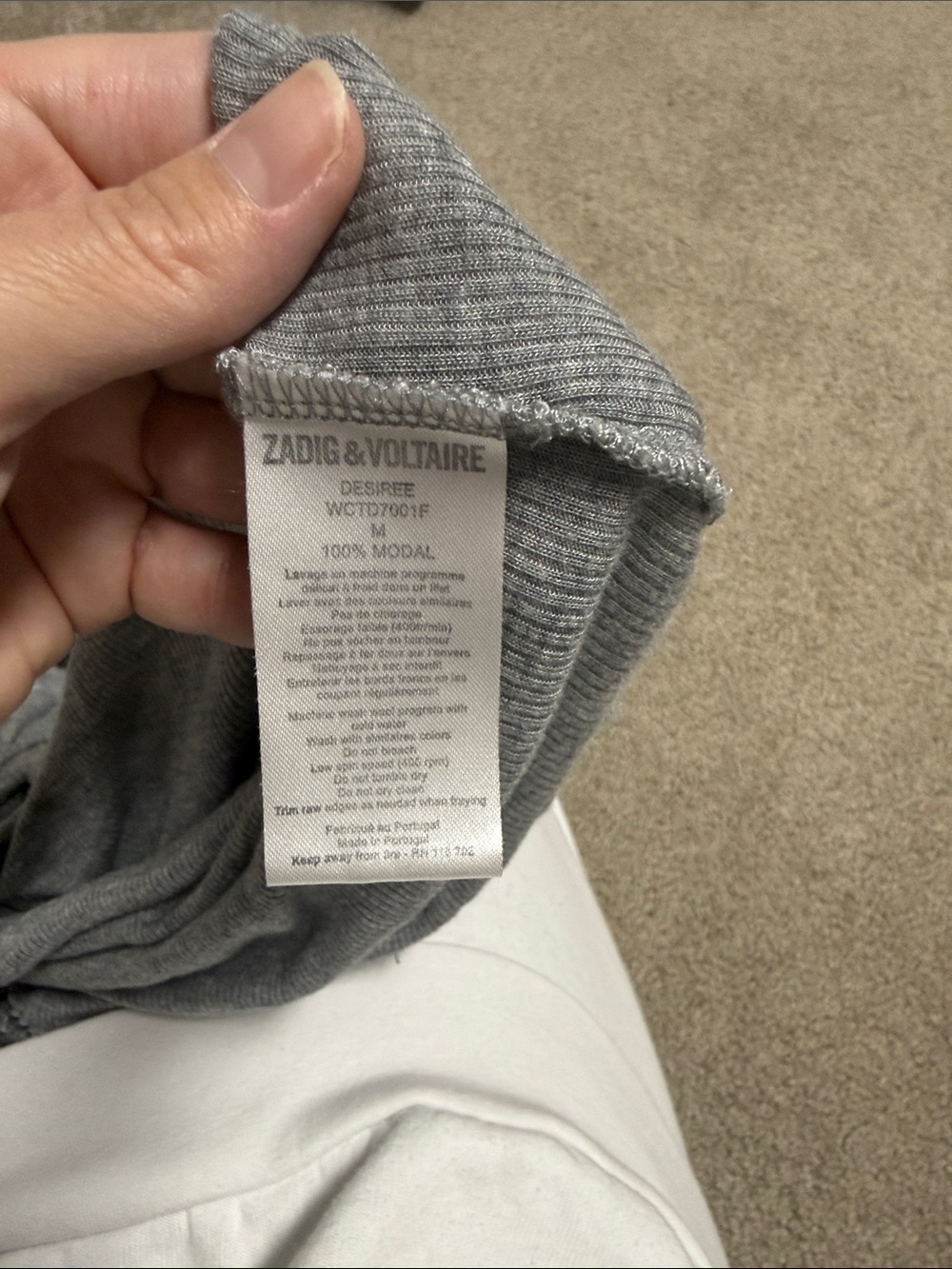 Zadig & Voltaire Gray Ribbed Racerback Tank - Picture 2 of 2